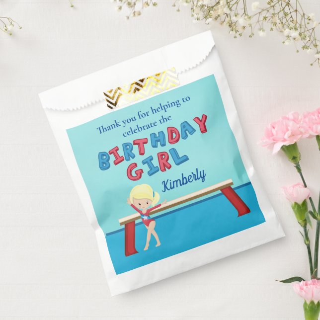 Gymnastics Blonde Girl Gymnast Kids Birthday Party Favour Bag (Sealed)