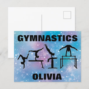 Gymnastics Blue Glam   Postcard