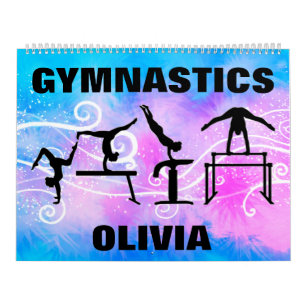 Gymnastics Blue Purple White Swirl Calendar