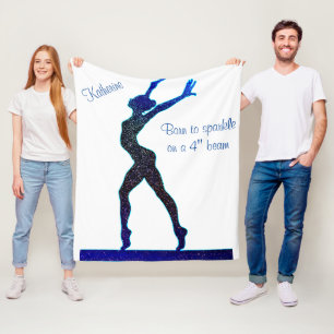 Gymnastics Born to Sparkle Balance Beam Fleece Bla Blanket