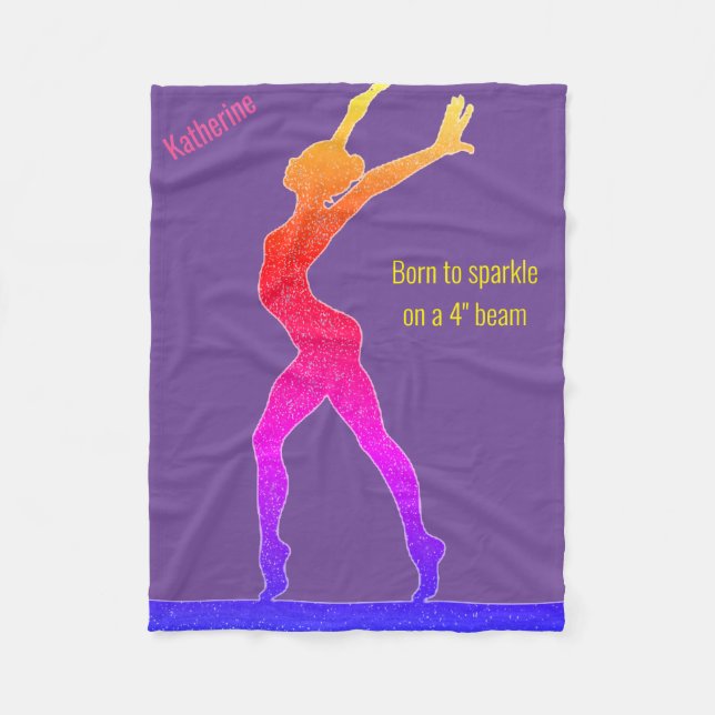 Gymnastics Born to Sparkle Balance Beam Fleece Blanket (Front)