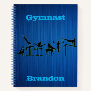 Gymnastics Boys Blue Personalized Notebook