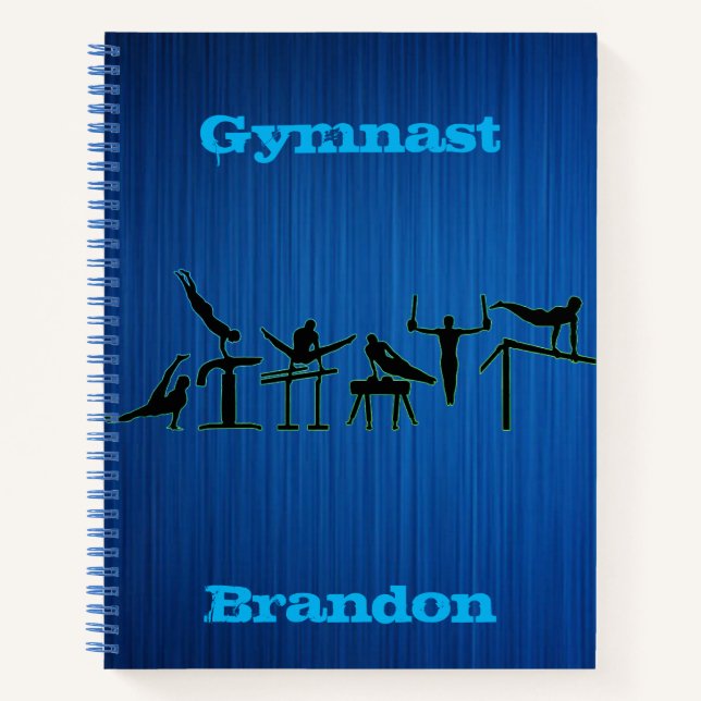 Gymnastics Boys Blue Personalized Notebook (Front)