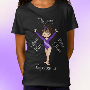 Gymnastics Brunette, Brown Eyes, Purple Leotard    T-Shirt