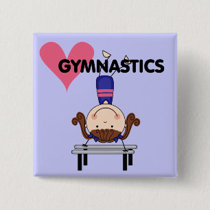 GYMNASTICS - Brunette Girl Handstands 2 Inch Square Button
