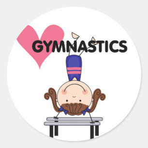 GYMNASTICS - Brunette Girl Handstands Classic Round Sticker