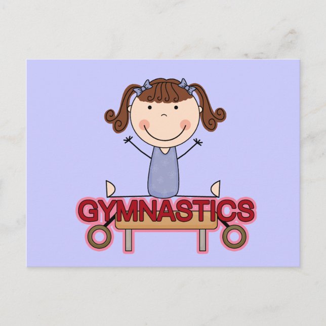 GYMNASTICS - Brunette Girl Splits Tshirts and Gift Postcard (Front)