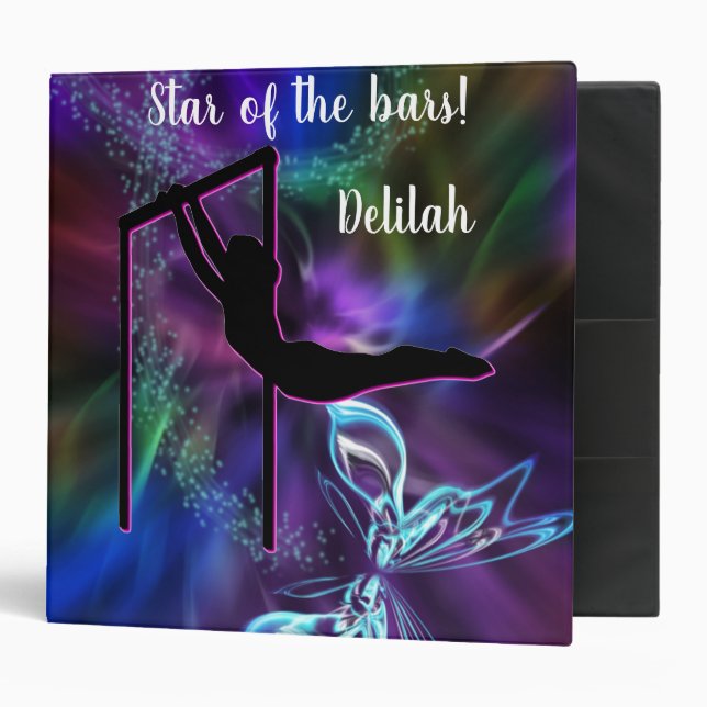 Gymnastics Butterfly Star of the Bars Personalized Binder (Front/Inside)