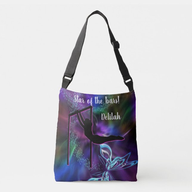 Gymnastics Butterfly Star of the Bars Personalized Crossbody Bag (Front)