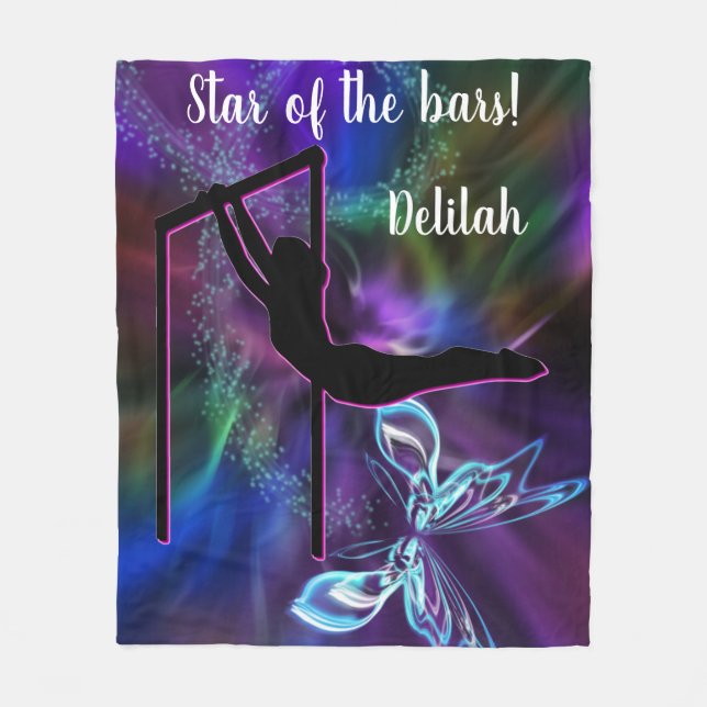 Gymnastics Butterfly Star of the Bars Personalized Fleece Blanket (Front)