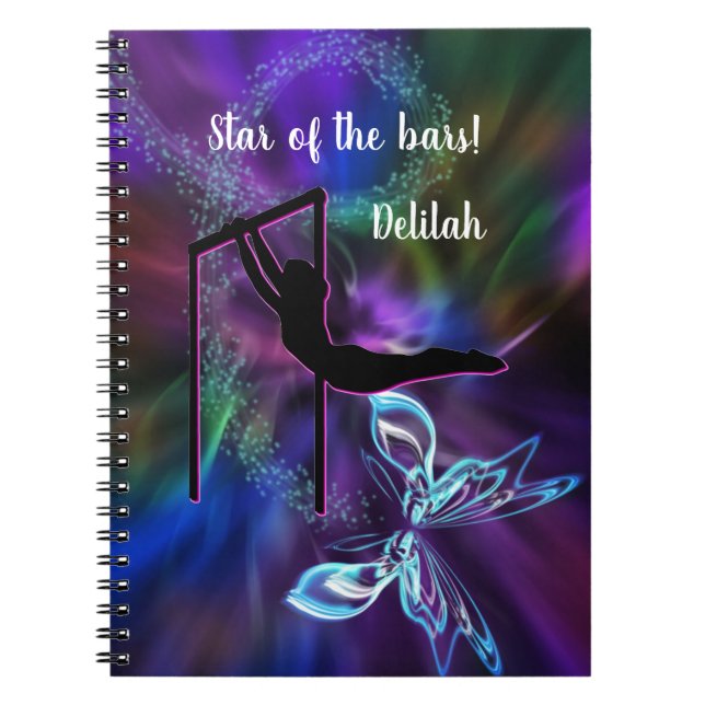 Gymnastics Butterfly Star of the Bars Personalized Notebook (Front)