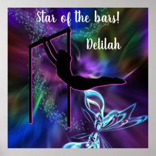 Gymnastics Butterfly Star of the Bars Personalized Poster
