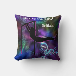 Gymnastics Butterfly Star of the Bars Personalized Throw Pillow