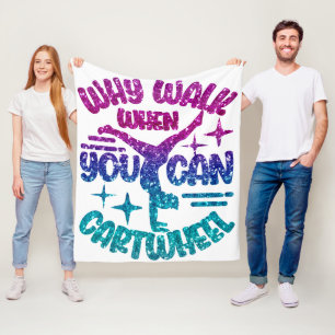 Gymnastics Cartwheel Magenta Purple Turquoise   Fleece Blanket