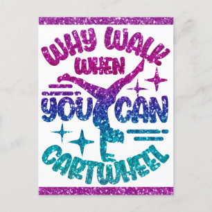 Gymnastics Cartwheel Magenta Purple Turquoise   Postcard