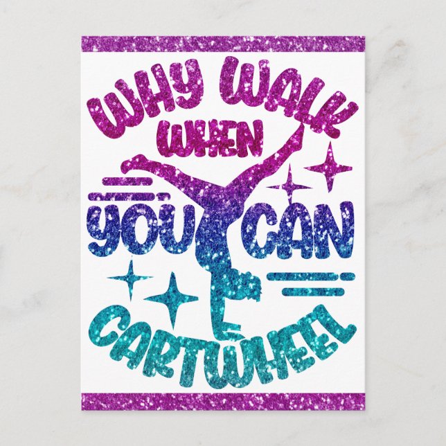 Gymnastics Cartwheel Magenta Purple Turquoise   Postcard (Front)