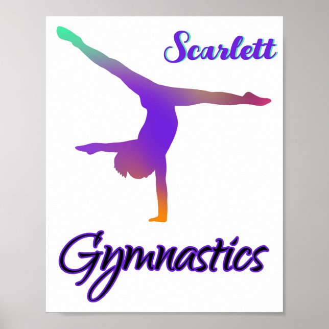 Gymnastics Cartwheel Pink Purple Personalized Poster (Front)