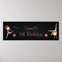 Gymnastics Chalkboard Personalized Birthday Banner