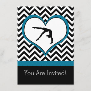Gymnastics Chevron Heart Personal Party Invitation