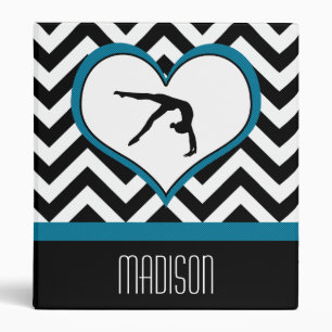 Gymnastics Chevron Heart with Monogram in Black Binder