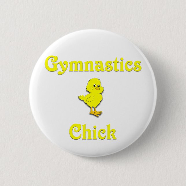 Gymnastics Chick 2 Inch Round Button (Front)