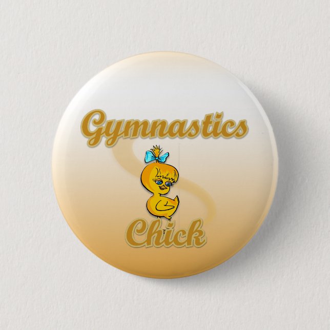 Gymnastics Chick 2 Inch Round Button (Front)