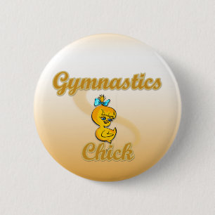 Gymnastics Chick 2 Inch Round Button