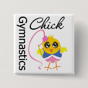 Gymnastics Chick 2 Inch Square Button