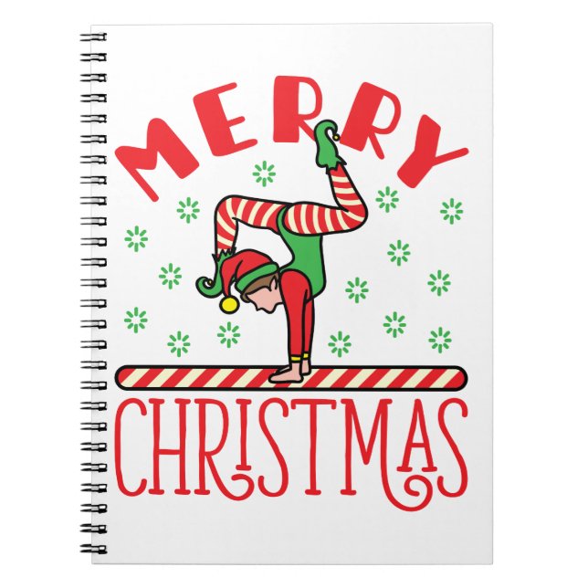 Gymnastics Christmas Elf on Beam Notebook (Front)