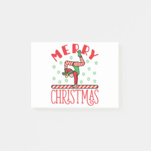 Gymnastics Christmas Elf on Beam Post-it Notes