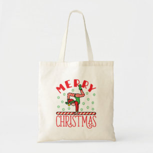 Gymnastics Christmas Elf on Beam Tote Bag