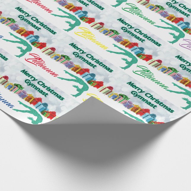 Gymnastics Christmas Personalized Wrapping Paper (Corner)