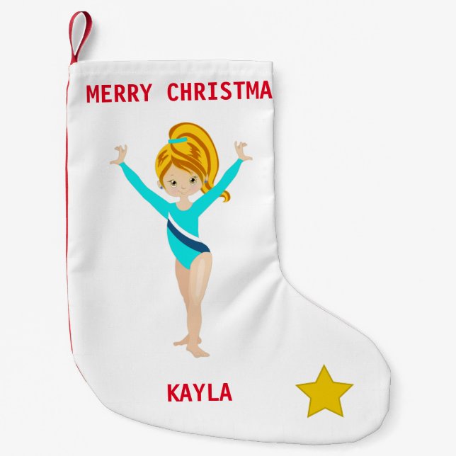 GYMNASTICS CHRISTMAS STOCKING FOR GIRLS. (Front)