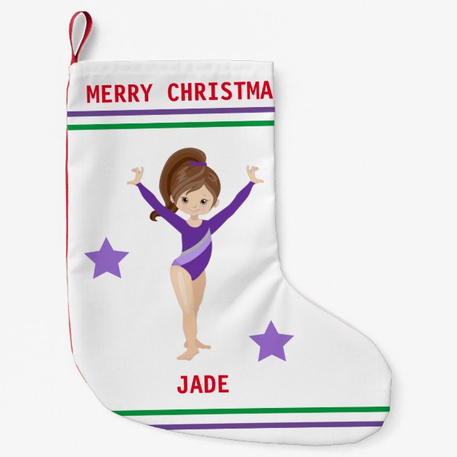 GYMNASTICS CHRISTMAS STOCKING FOR GIRLS. (Front)