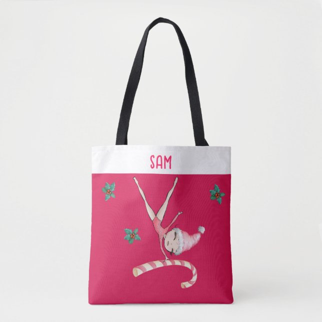 Gymnastics Christmas Stockings | Gymnast Girl Pink Tote Bag (Front)
