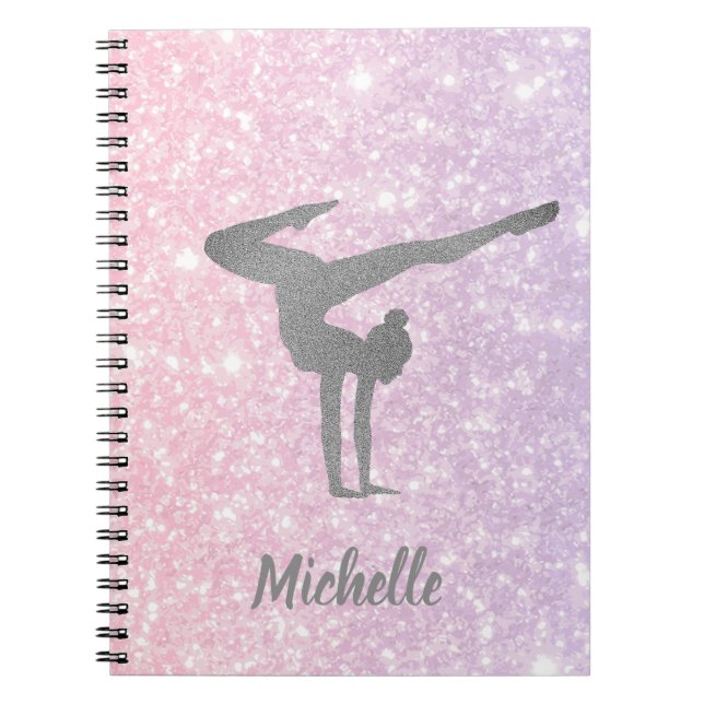 Gymnastics colourful Glitter  Notebook (Front)