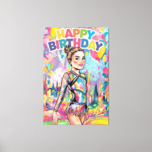 Gymnastics colourful painted personalized birthday canvas print