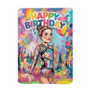 Gymnastics colourful painted personalized birthday magnet