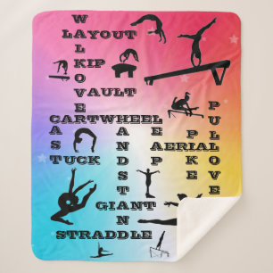 Gymnastics Crossword Rainbow Stars Sherpa Blanket