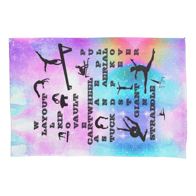 Gymnastics Crosswords Hologram Pillowcase w/ Name (Front)