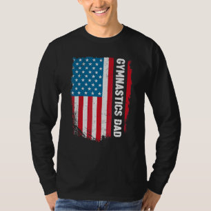 Gymnastics Dad America Us Flag Patriot Vintage T-Shirt