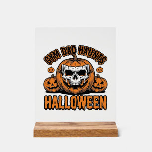 Gymnastics Dad Halloween Vintage Pumpkin Skull_1 Acrylic Sign