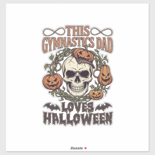 Gymnastics Dad Loves Halloween Skull Pumpkins Bats (Sheet)