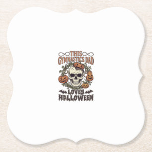 Gymnastics Dad Loves Halloween Skull Pumpkins Bats Paper Coaster
