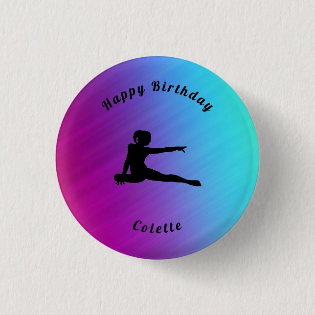 Gymnastics / Dance Happy Birthday Gradient Button (Front)