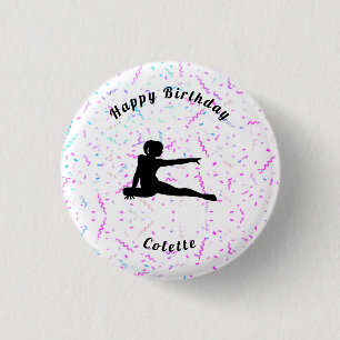 Gymnastics / Dance Happy Birthday Streamers Button
