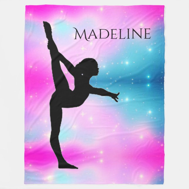 Gymnastics Dance or Cheer Gradient w/ Her Name Fleece Blanket (Front)