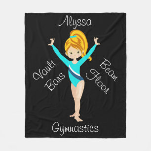 Gymnastics Deep Blonde, Hazel Eyes, Turquoise Leo Fleece Blanket