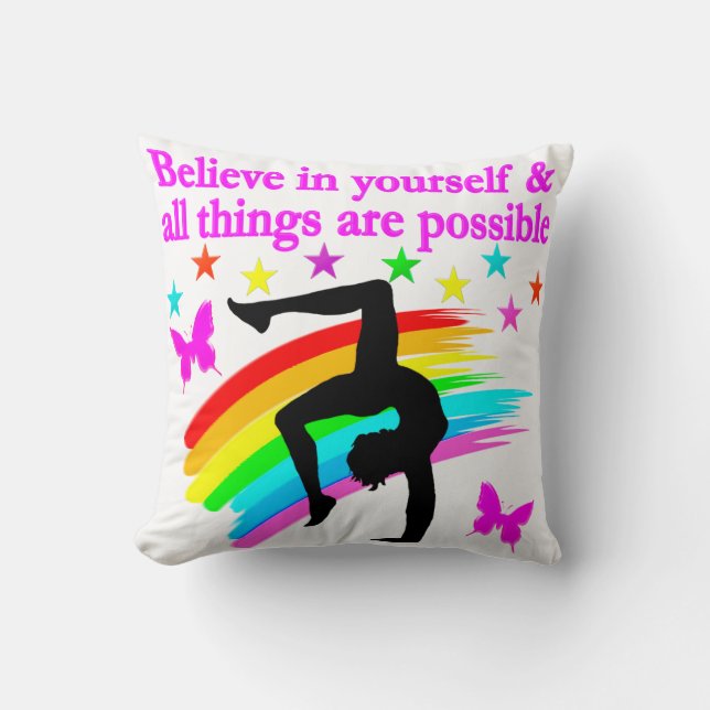GYMNASTICS DREAMS COME TRUE THROW PILLOW (Front)