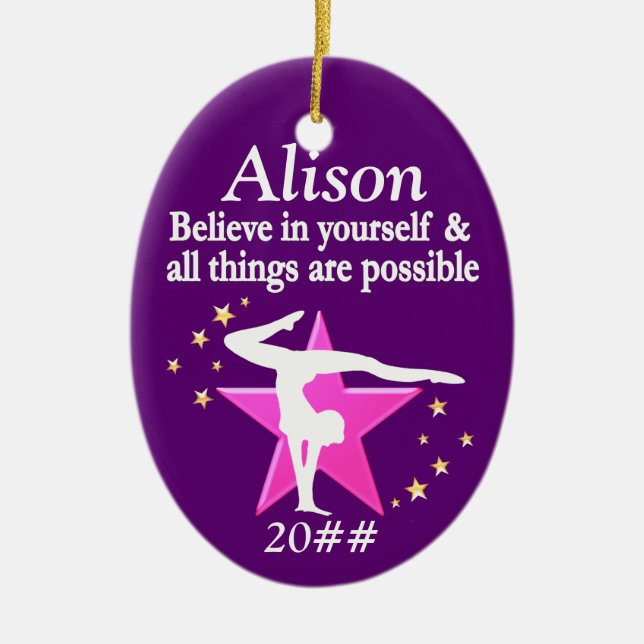 GYMNASTICS DREAMS PERSONALIZED ORNAMENT (Front)